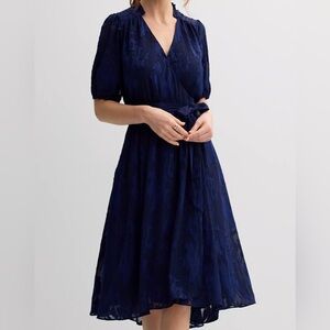 Draper James Hi-Lo Midi Navy Wrap Dress NWT- Size XS